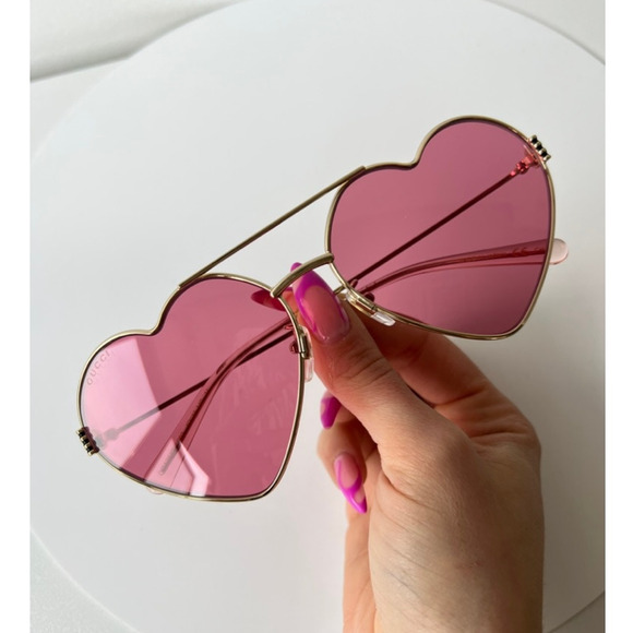 NEW Gucci GG1283S Gold Metal Heart Sunglasses $535 main image 6
